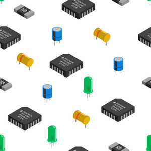 矢量无缝型 izometric 电子元件。卡帕